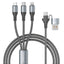 Earldom EC-IMC032 5-in-1 120W Fast Charging Cable with USB & USB-C Inputs, USB-C, Lightning & Micro USB Outputs, Metal B