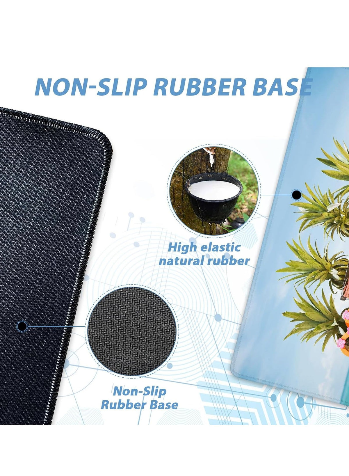 Large Gaming Mouse Pad Fun Beach Pineapple ( 70cm x 30cm x 2 mm )Computer Keyboard Mouse Pad with Non-Slip Base and Stit