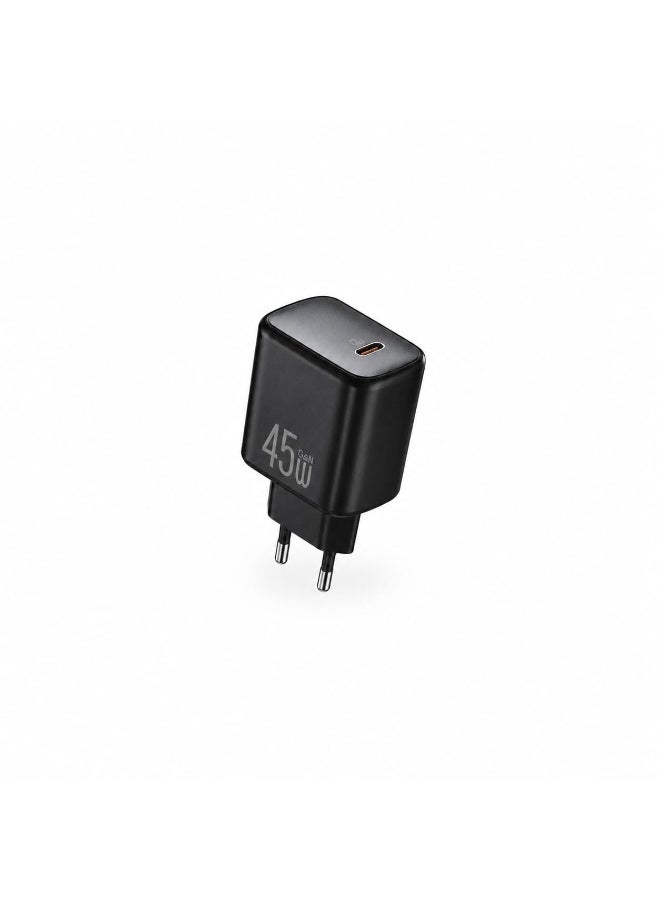 CH-272 65W Smart Fast Wall Charger with LCD Power Display, Dual-Port USB-C & USB-A Charging Adapter, AC 100–240V Travel 