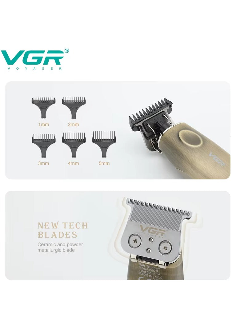 VGR Professional USB Rechargeable V-978 ,LED Display , Lubiricating Oil , Home Functional Reciprocating Shaver, Cleaning brush, Protection cap, USB charging cable, 5pc guide comb , 180 Minutes Operating Time