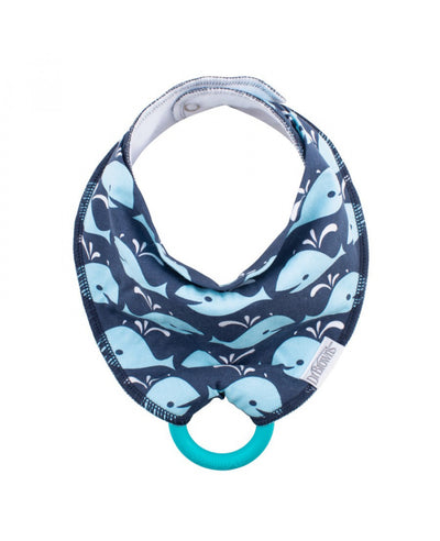 Dr. Brown’s Bandana Bib With Teether, Pack Of 1, Blue Bib With Turquoise Teether - Whales