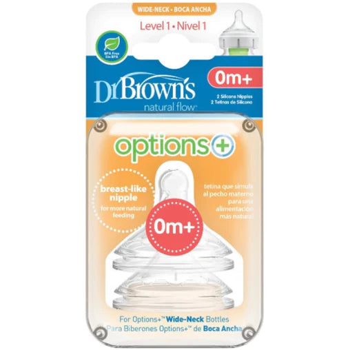 Dr. Brown’s Level 1 Silicone W-N Options+ Anti-Colic Nipple, 2-Pack