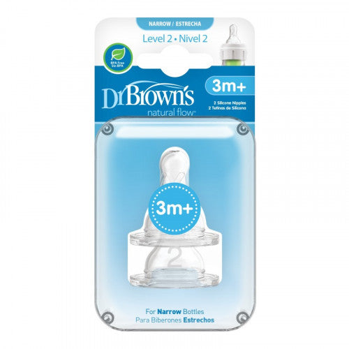 Dr. Brown’s Level-2 Silicone Narrow Anti-Colic Nipple, 2-Pack