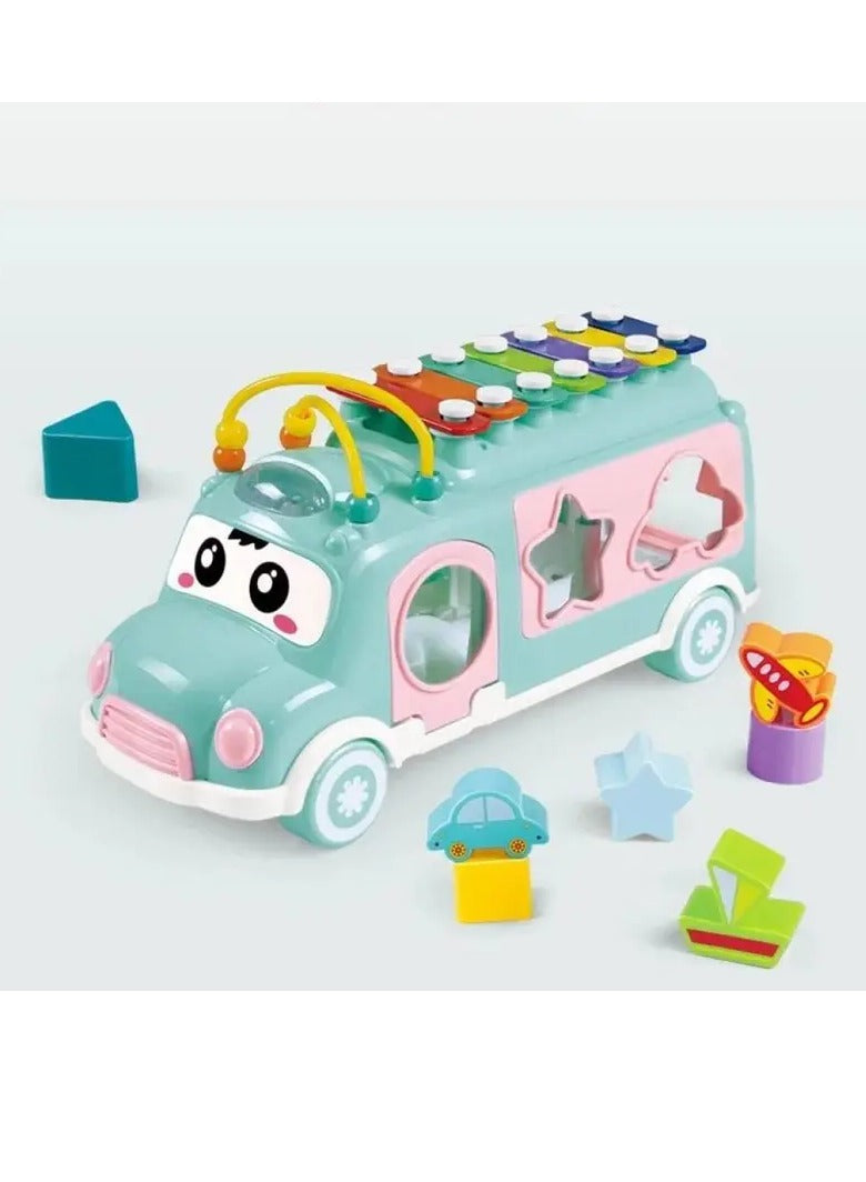 A fun and educational musical toy for children, in the shape of a bus, specially designed for children aged 18 months and above, to enhance their skills and develop their mental abilities early, suitable for boys and girls.