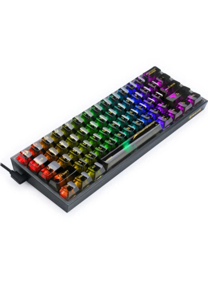 REDRAGON K617CTB-RGB 60% Wired RGB Gaming Keyboard, 61 Keys Compact Full-Transparent Mechanical Keyboard