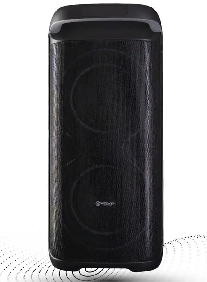 V-2875 Portable Bluetooth Speaker, Double 8-Inch Wireless Party Speaker with Powerful Bass, Rechargeable Karaoke Speaker