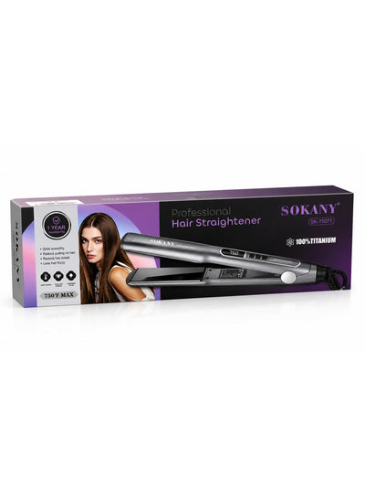 SK-15071 Hair Straightener – Fast Heating, Digital Display, Titanium-Coated Aluminum Plates, Temperature up to 750°F, An