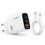 CH-272 65W Smart Fast Wall Charger with LCD Power Display, Dual-Port USB-C & USB-A Charging Adapter, AC 100–240V Travel 