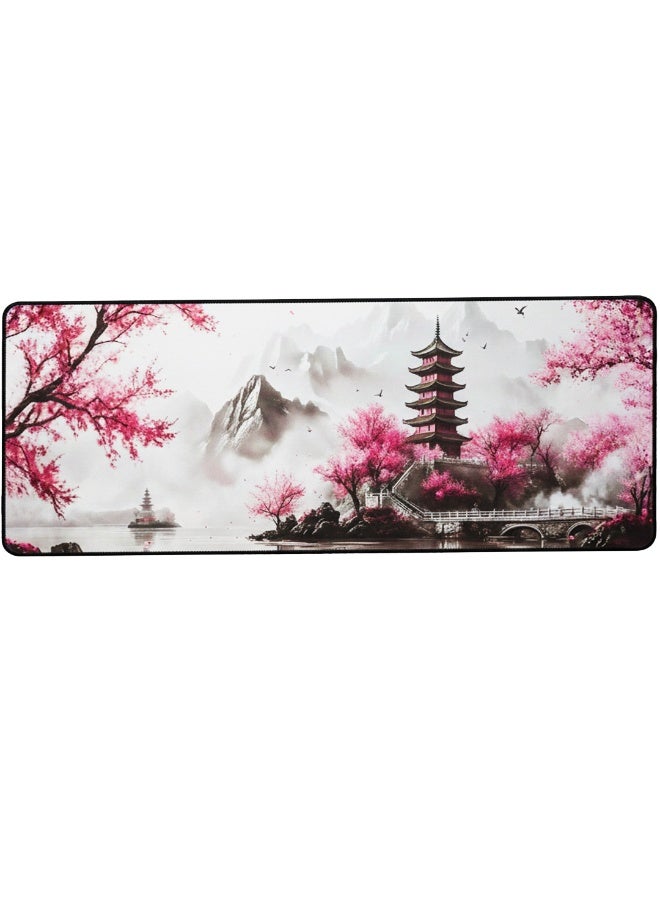 Japanese Cherry Blossom Desk Mat Anime Gaming Mouse Pad 70 x 30 cm Large Desk Pad for Desk Computer Pc Laptop Office Dec