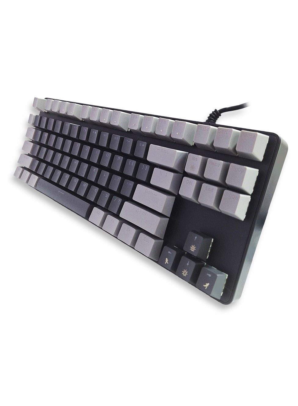 Mechanical Gaming Keyboard, model KL-103 for computer and lap top (black/gray) RGB Full size with 87 key, cable USB Speed interface , blue switch, adjustable height in to give comfort to the hand while playing