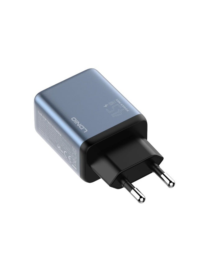 45W GaN USB-C and USB-A Fast Wall Charger, Power Delivery PPS Super Fast Charging Adapter for Laptops, MacBook, iPhone, 