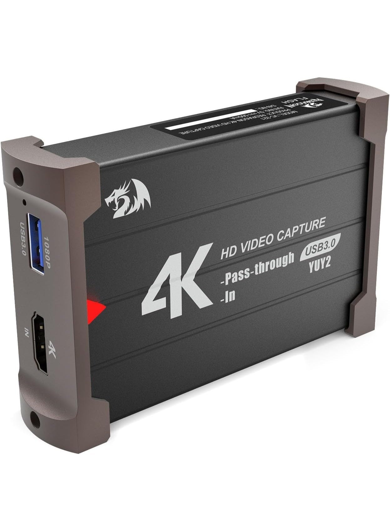كارت كابتشر REDRAGON VC321 4K HDMI USB 3.0 زيرو لاتنسي أسود