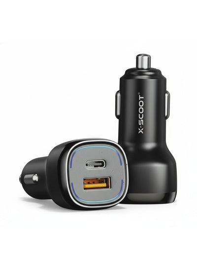 XC-307 20W PD Fast Car Charger with Dual USB Ports (USB-C + USB-A) | Power 3.0 Quick Charge, Super Fast Charging for iPh
