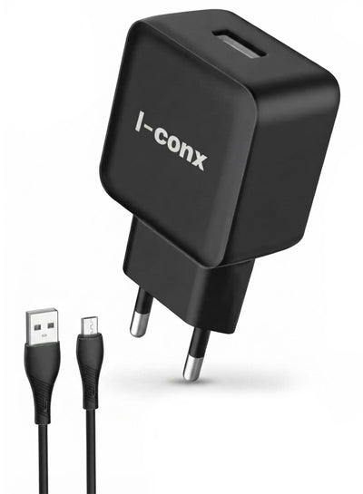 IC-09 18W QC 3.0 Fast Wall Charger with Micro USB Cable – USB Fast Charging Travel Adapter, Quick Charge 3.0 Power Plug,