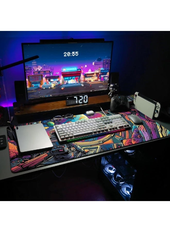 Astronaut 3 Extended Gaming Mouse Pad with Stitched Edges 70×30cm XL Desk Mat for Gaming, Office, Keyboard, Mouse, Lapto