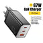 شاحن حائط ESSAGER JT-G67TC2U1 GaN قوة 67W منفذ Type-C PD3.0 أسود