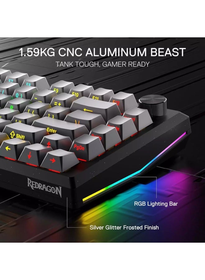 Gaming Keyboard PENUMBRA K687GG PRO Full Aluminum Alloy Hot-Swappable Mechanical Keyboard with 3-Mode Connection, Gasket