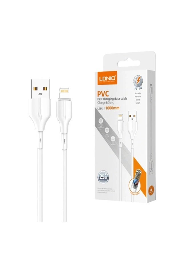 LS841 USB-A to Lightning Fast Charging Cable 1M, 25W High Speed iPhone Charger Cable, USB to Lightning Data Sync Cord, D
