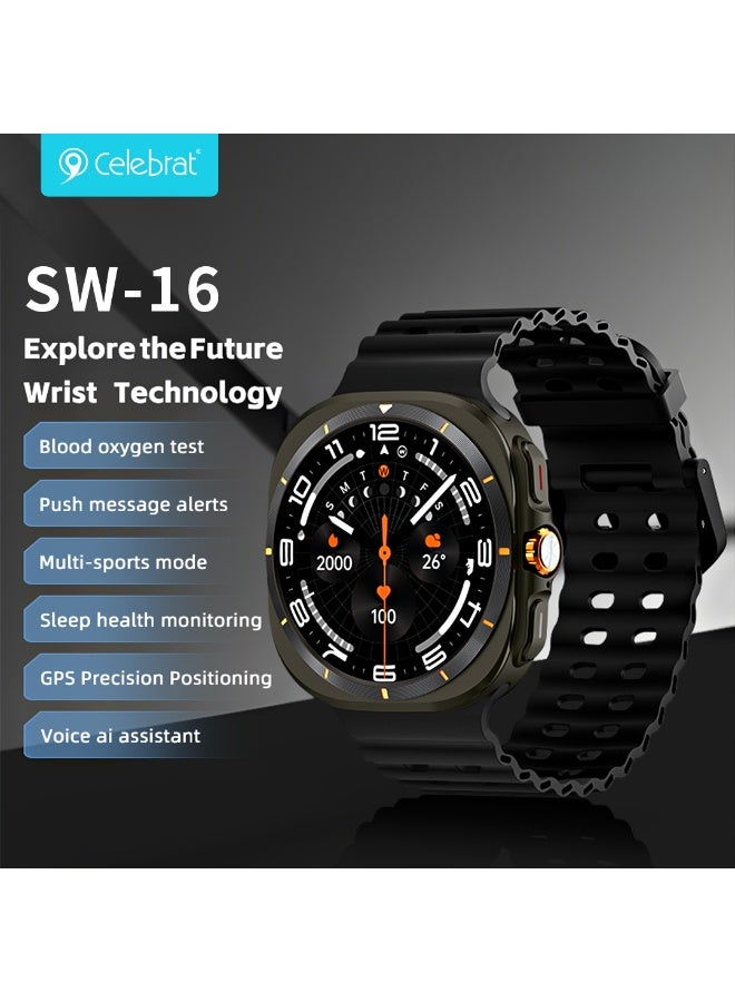 SW-16 Smart Watch with 3D HD Display, Bluetooth Calling, 3 Interchangeable Watch Bands, Heart Rate & Sleep Monitor, Mult