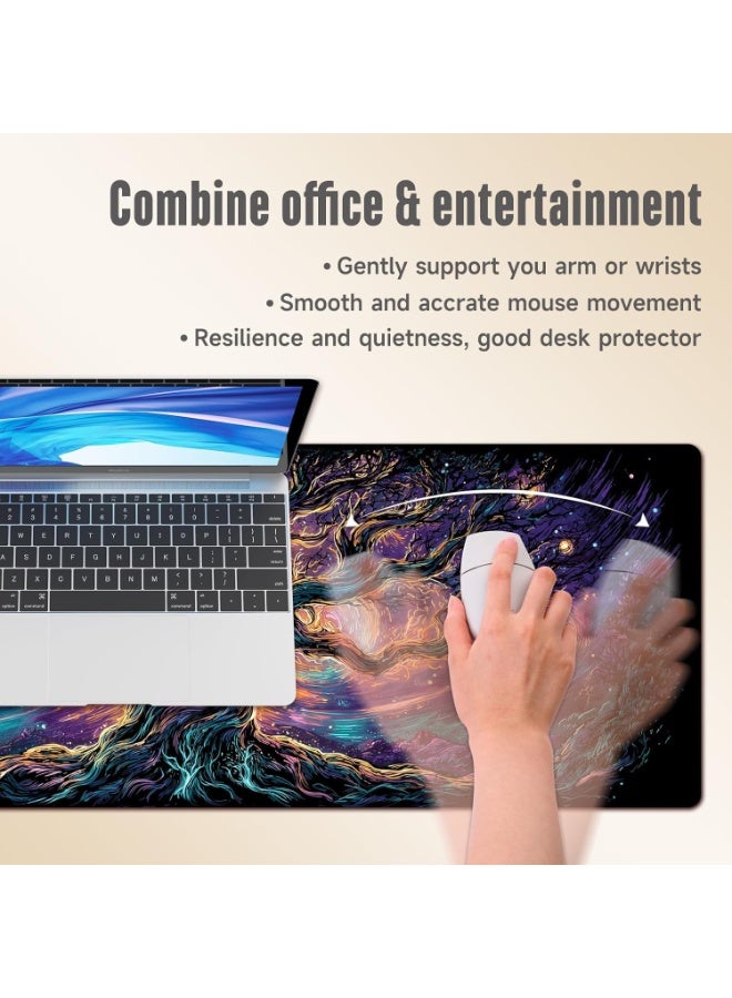 Elven Forest 1 Mouse Pad Extended Gaming Mouse Pad with Stitched Edges 70×30cm XL Desk Mat for Gaming, Office, Keyboard,