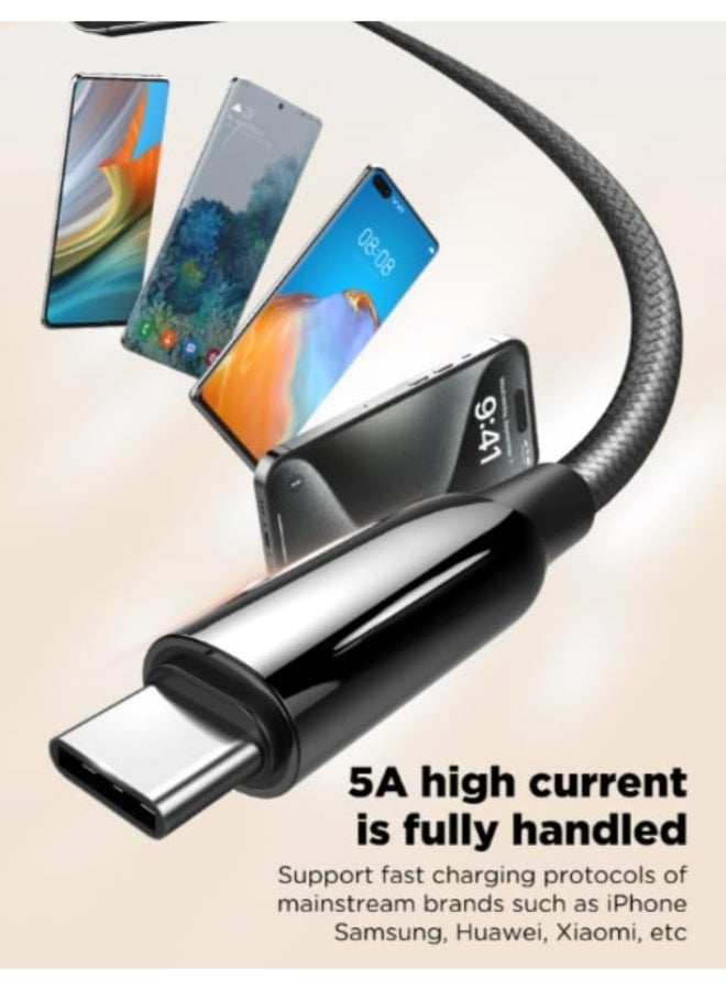 كابل شحن سريع USB-C إلى USB-C بقدرة 240 واط، بطول متر واحد، مزود بتقنية PD 3.1 لتوصيل الطاقة، وشريحة E-Marker، ونقل بيان