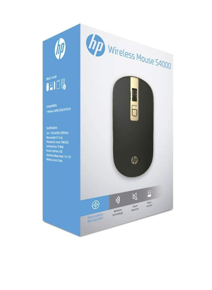 Wireless Computer Mouse S4000 ,1600DPI Black - GOLD