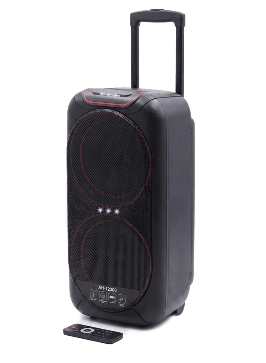 سبيكر حفلات Platinum AH-12300 مزدوج 12 إنش قوة 100W RMS إضاءة ديسكو أسود