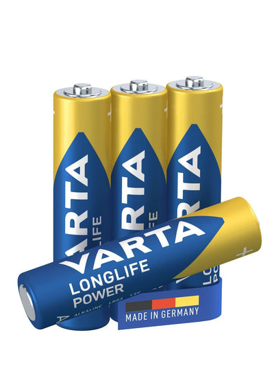 VARTA Longlife Power AAA Micro LR06 Alkaline Battery (4-pack) -  ideal for toys, torches, controllers and other battery-powered devices