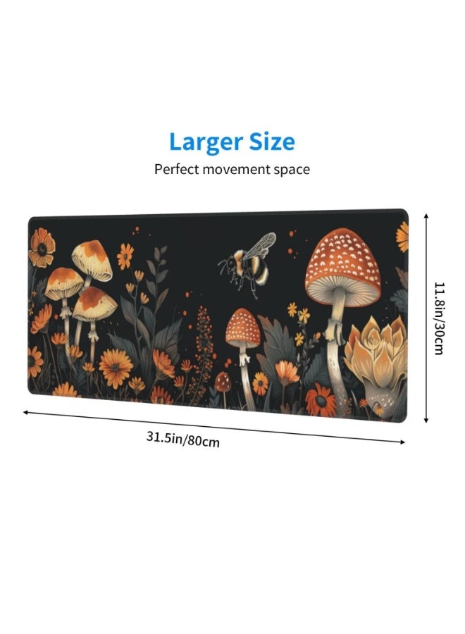 Large gaming mouse pad, 70 x 30 cm, mushroom-shaped design, waterproof surface and durable design, suitable for use on t
