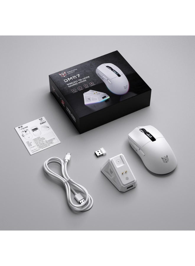 Tri-Mode RGB Wireless Gaming Mouse White Edition, High-Precision Bluetooth,  Wireless & Wired Gaming Mouse for PC, Lapto