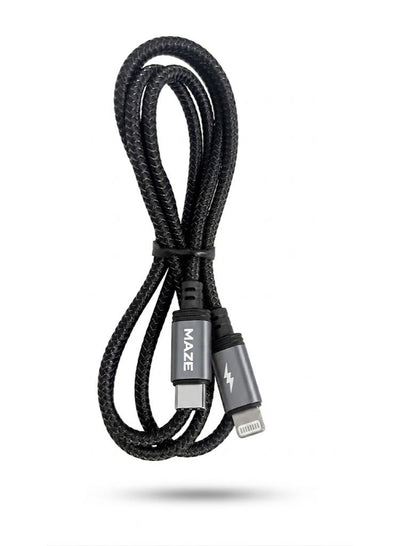 كابل MAZE D20PL USB-C إلى Lightning قوة 30W PD أسود