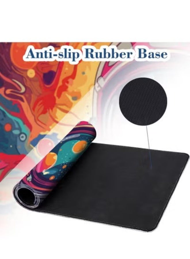 Large Mouse Pad Astronaut in The Universe Extended Gaming Mousepad Waterproof Desk Pad with Non-Slip Base and Stitched E