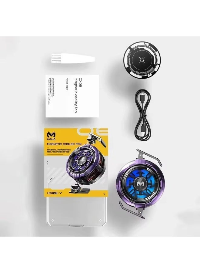 CX08 AI Magnetic Phone Cooler –  Semiconductor Mobile Cooling Fan with AI Smart Cooling, Purple RGB LED