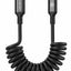 CL-156 30W PD Coiled USB-C to Lightning Fast Charging & Data Cable, 1.2M Retractable Spiral Cord, Aluminum Alloy Connect