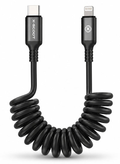 CL-156 30W PD Coiled USB-C to Lightning Fast Charging & Data Cable, 1.2M Retractable Spiral Cord, Aluminum Alloy Connect