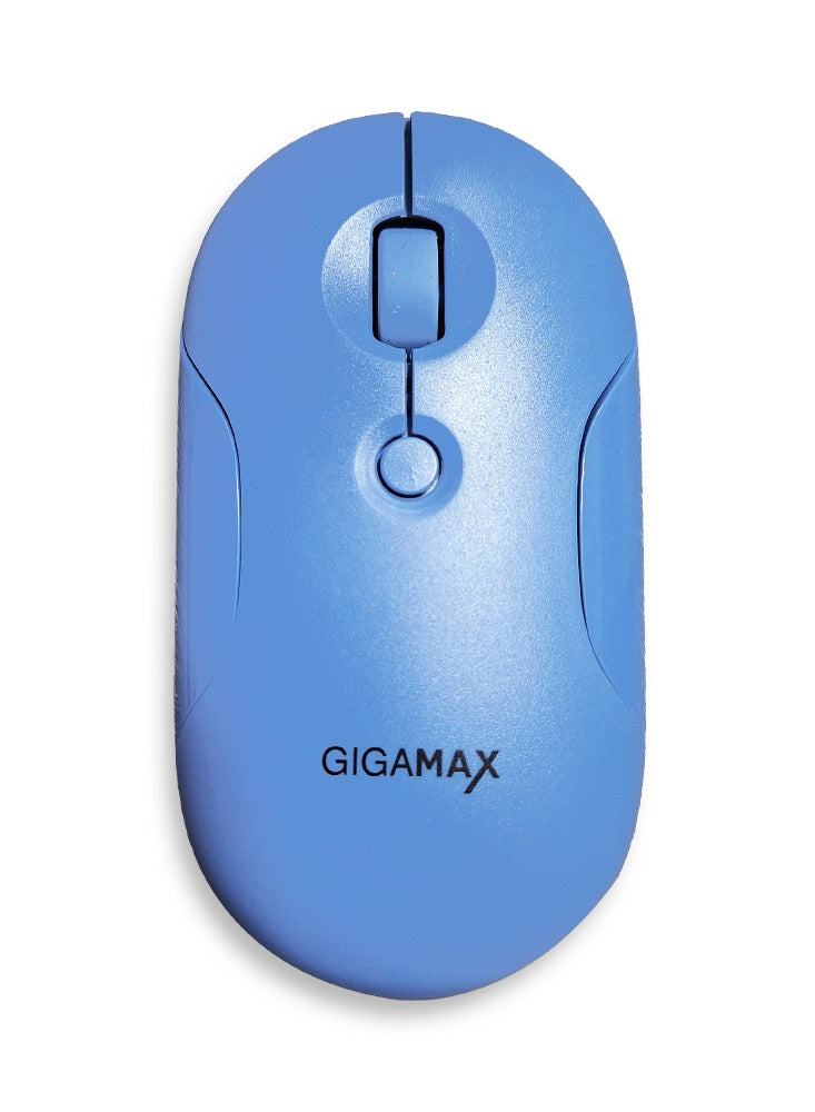 Gigamax Wireless Desk Mouse, G-1200, 1600 DPI Wired/Wireless Functional Mouse with 3 Modes Connectivity, Bluetooth and 2.4G Wireless, 4 Macro Buttons, Long Lasting Rechargeable Battery Capacity and for PC/Mac/Laptop Used in Home and office, Blue