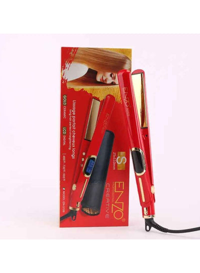 ENZO High Quality Adjustable Temperature Flat Iron Hair Straightener Curler Private Label LCD Heating Plates Hair Straightener 3109