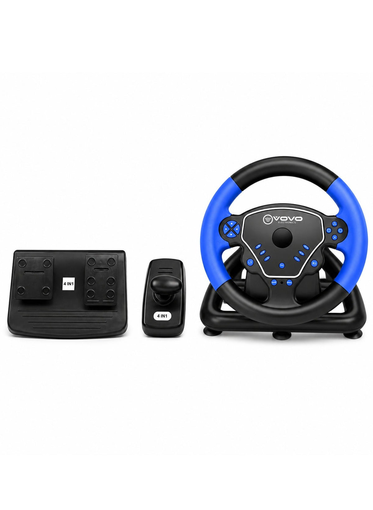 V-600 Wireless Racing Steering Wheel, 4-in-1 Driving Simulator Gaming Wheel with Gear Shifter, Gas & Brake Pedals, Dual 