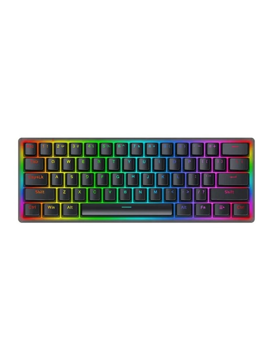 كيبورد جيمنج Redragon K642 AKALI ميكانيكال 60% بمفاتيح حمراء أسود