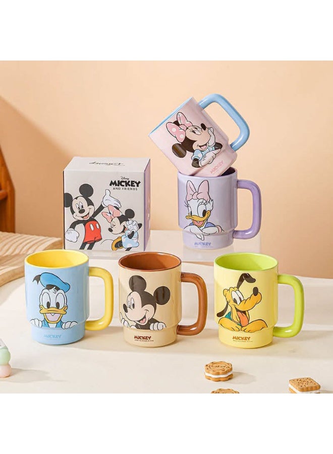 Large Capacity Ceramic Coffee Mug with Cartoon Character Design, Cute Ceramic Tea Cup for Hot & Cold Drinks, Milk Mug, L