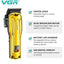 VGR V-138 Premium Metal Housing Hair Clipper 10000H+ Brushless motor (BLDC) Digital Display DLC coating Blade 2500 mAh battery USB charging 4 adjustable Taper Lever 4 Guide comb Runtime 180 min Gold