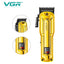 VGR V-138 Premium Metal Housing Hair Clipper 10000H+ Brushless motor (BLDC) Digital Display DLC coating Blade 2500 mAh battery USB charging 4 adjustable Taper Lever 4 Guide comb Runtime 180 min Gold