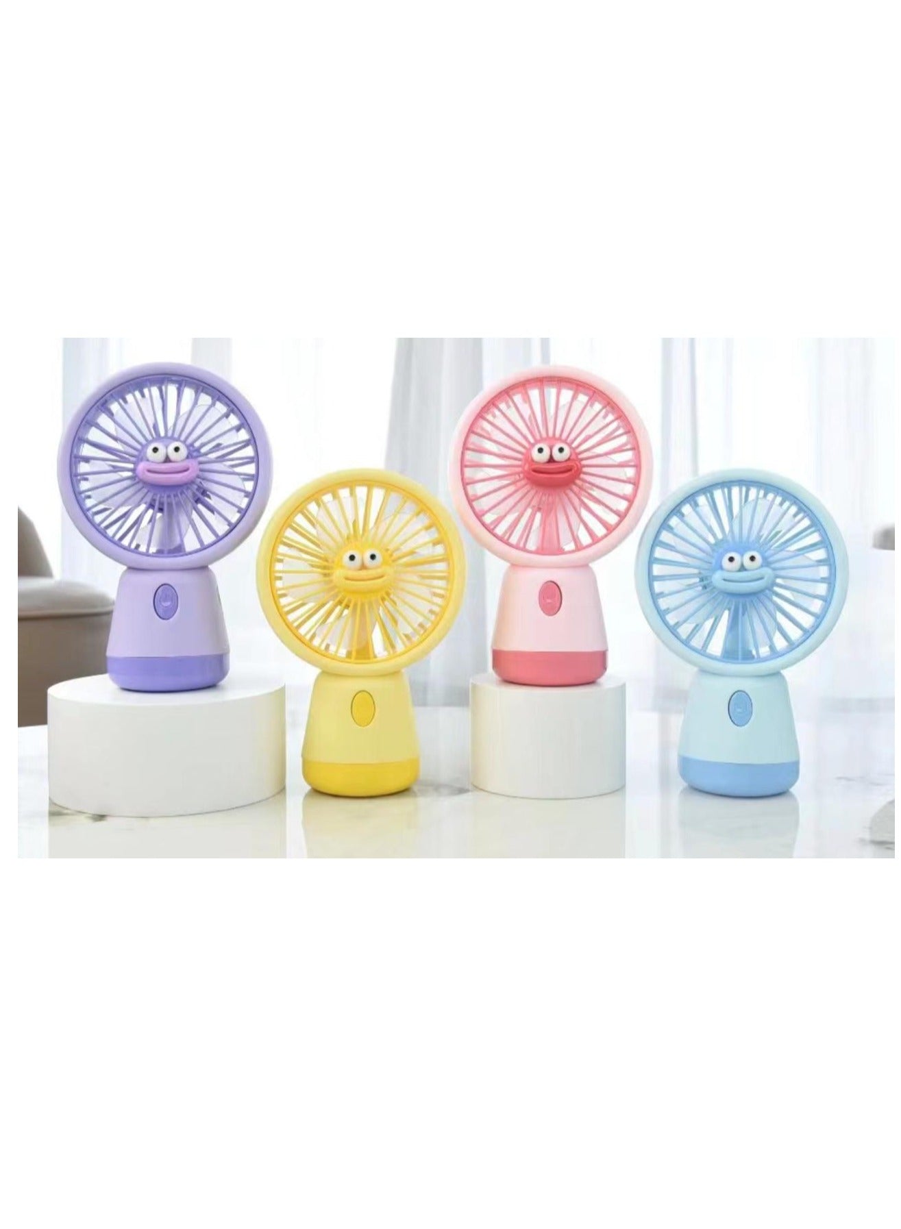 Portable Mini Fan USB Rechargeable Cute 1.5W Small Electric Fan For School ( Yellow )