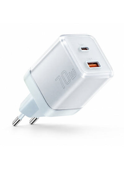 شاحن حائط ESSAGER ES-CD42 GaN قوة 70W منفذين PD وQC4.0 أزرق