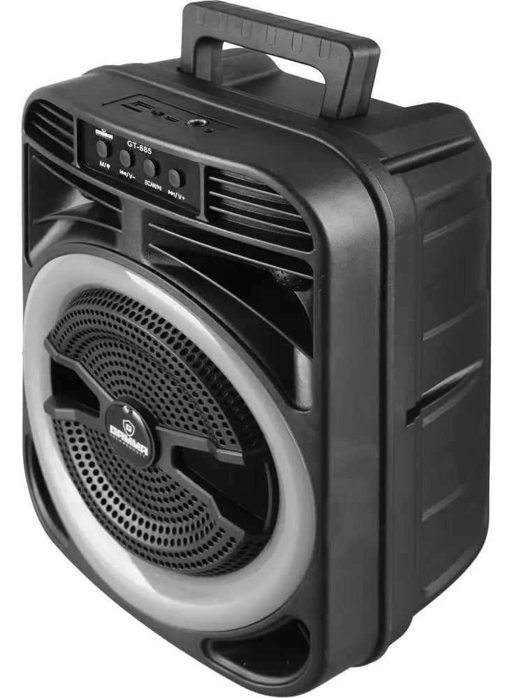 GT-885 Portable Bluetooth Speaker with Wired Microphone, 8-Inch Wireless Party Speaker, 8W Powerful Bass, 1200mAh Rechar