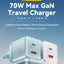 شاحن حائط ESSAGER ES-CD42 GaN قوة 70W منفذين PD وQC4.0 أزرق