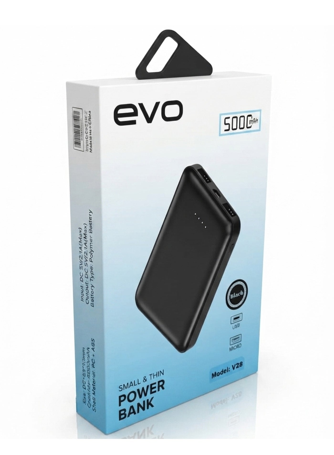 V28 5000mAh Portable Power Bank with USB-C Power Delivery, Dual USB Output, Fast Charging External Battery Pack, Compact