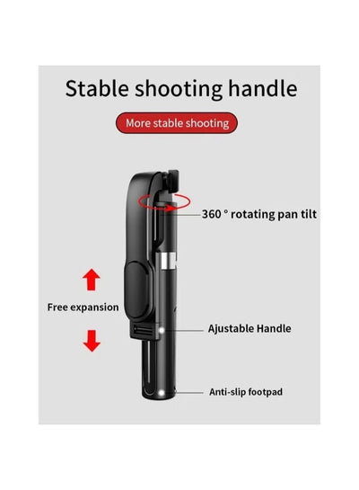 KT-219 Mini Tripod & Selfie Stick, Lightweight Portable Design, Extendable Legs, 360° Rotatable Mount, Stable Support fo