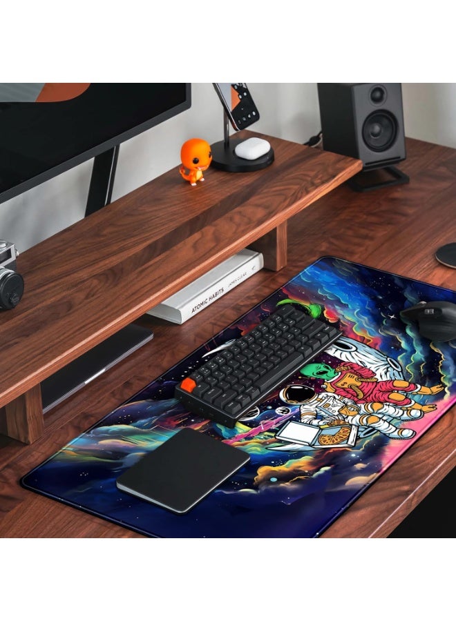 Funny Space Mouse Pad Desk Mat Astronaut Alien Large Gaming Mouse Pads Anime Desk Pad Mousepad XXL Cool Trippy Universe 