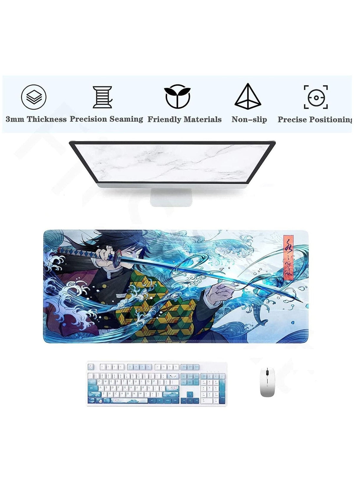 Anime Sword Gaming Mouse Pad , Large Extended Keyboard and Mouse Mat for PC , Non Slip Desk Mat | 700× 300×3 mm,